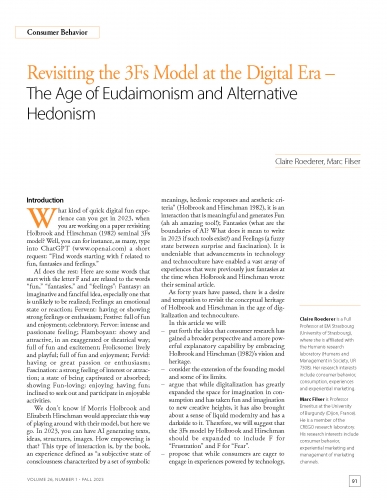 Revisiting the 3Fs Model at the Digital Era - The Age of Eudaimonism and Alternative Hedonism