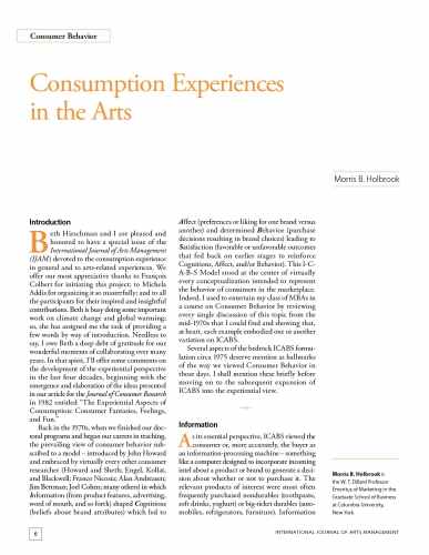Consumption Experiences in the Arts