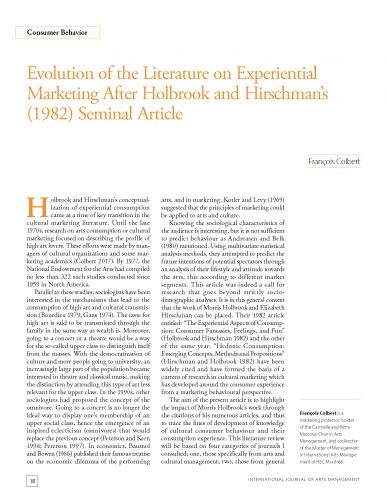 Evolution of the Literature on Experiential Marketing After Holbrook and Hirschman’s (1982) Seminal Article