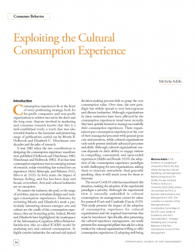 Exploiting the Cultural Consumption Experience