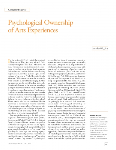 Psychological Ownership of Arts Experiences