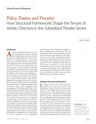 Policy, Passion and Precarity: How Structural Frameworks Shape the Tenure of Artistic Directors in the Subsidized Theatre Sector