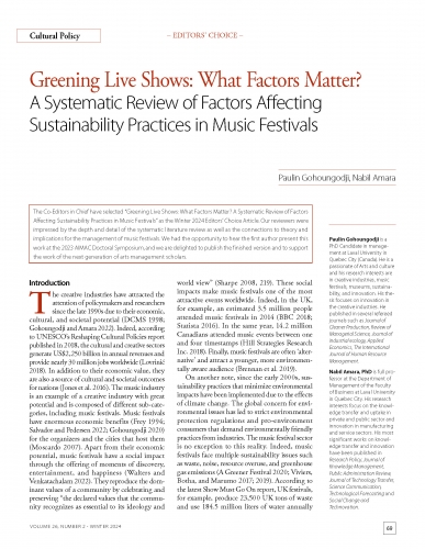 Greening Live Shows: What Factors Matter? A Systematic Review of Factors Affecting Sustainability Practices in Music Festivals 