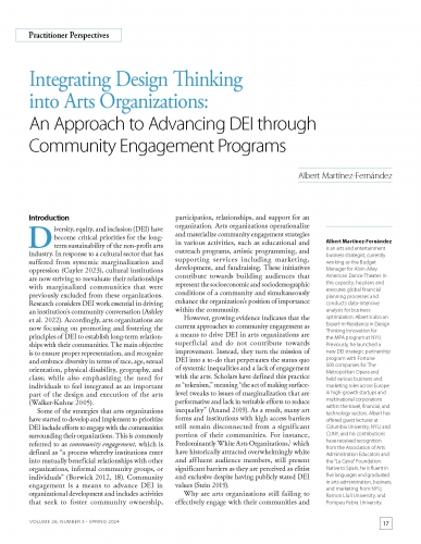 Integrating Design Thinking into Arts Organizations:  An Approach to Advancing DEI through Community Engagement Programs