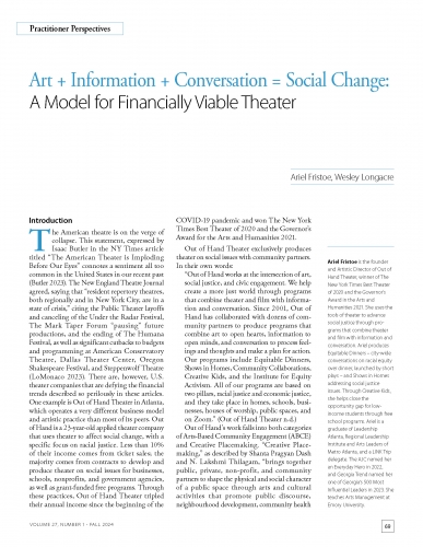 Art + Information + Conversation = Social Change: A Model for Financially Viable Theater