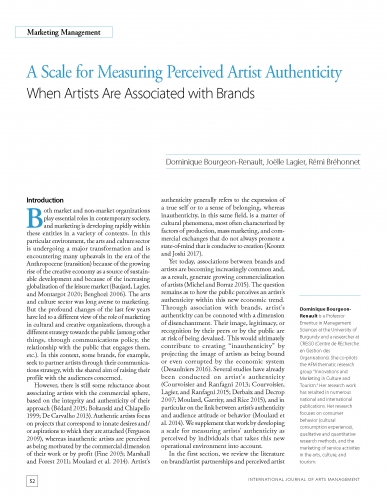 A Scale for Measuring Perceived Artist Authenticity When Artists Are Associated with Brands