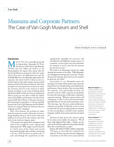 Museums and Corporate Partners:  The Case of Van Gogh Museum and Shell