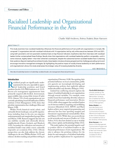 Racialized Leadership and Organizational Financial Performance in the Arts