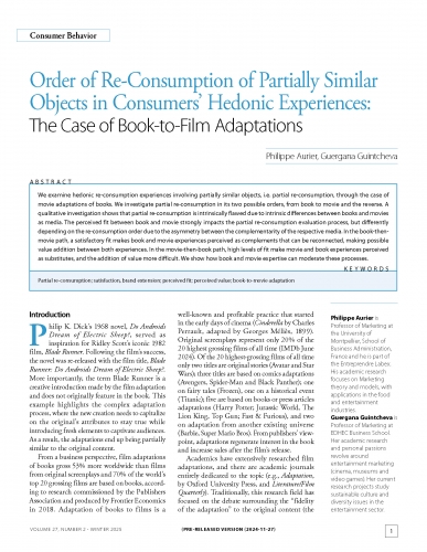 Order of Re-Consumption of Partially Similar Objects in Consumers’ Hedonic Experiences: The Case of Book-to-Film Adaptations