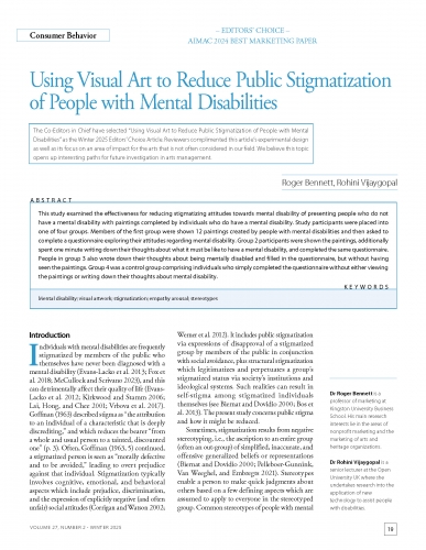 Using Visual Art to Reduce Public Stigmatization of People with Mental Disabilities