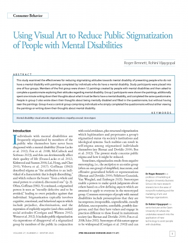 Using Visual Art to Reduce Public Stigmatization of People with Mental Disabilities