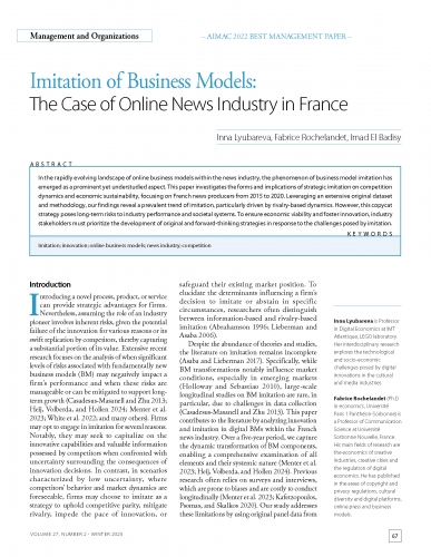 Imitation of Business Models: The Case of Online News Industry in France