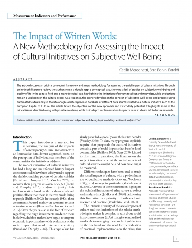 The Impact of Written Words: A New Methodology for Assessing the Impact of Cultural Initiatives on Subjective Well-Being