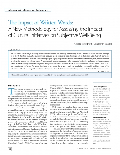 The Impact of Written Words: A New Methodology for Assessing the Impact of Cultural Initiatives on Subjective Well-Being