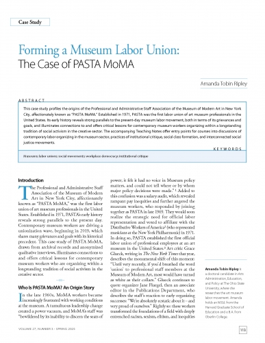 Forming a Museum Labor Union: The Case of PASTA MoMA