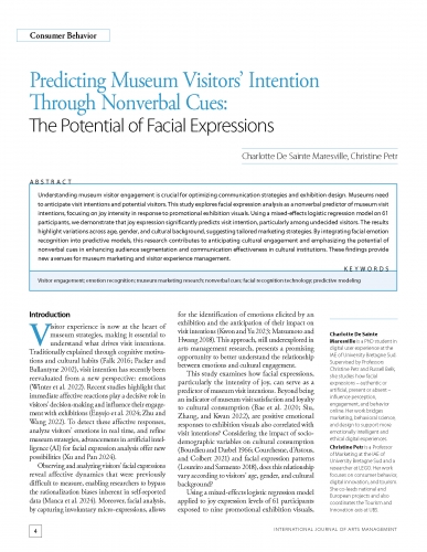 Predicting Museum Visitors’ Intention Through Nonverbal Cues: The Potential of Facial Expressions