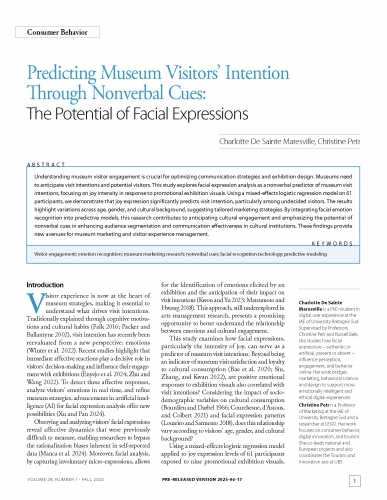 Predicting Museum Visitors’ Intention Through Nonverbal Cues: The Potential of Facial Expressions