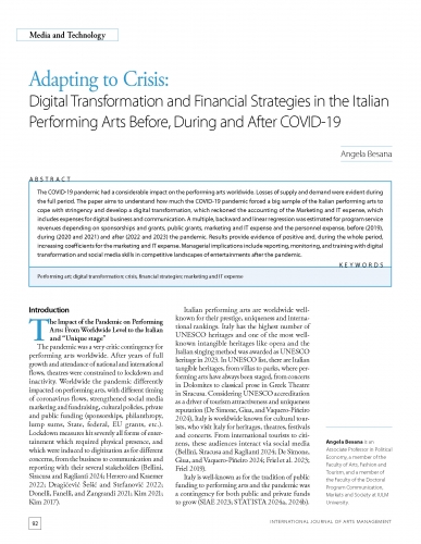 Adapting to Crisis: Digital Transformation and Financial Strategies in the Italian Performing Arts Before, During and After COVID-19