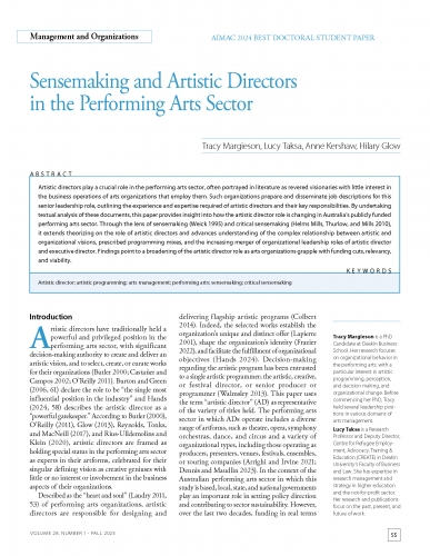Sensemaking and Artistic Directors in the Performing Arts Sector