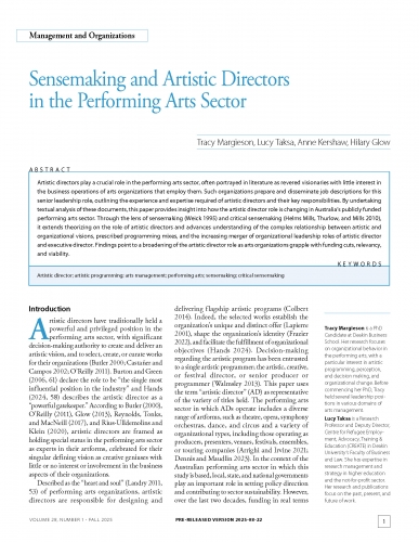 Sensemaking and Artistic Directors in the Performing Arts Sector