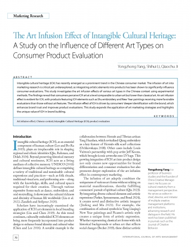 The Art Infusion Effect of Intangible Cultural Heritage: A Study on the Influence of Different Art Types on Consumer Product Evaluation