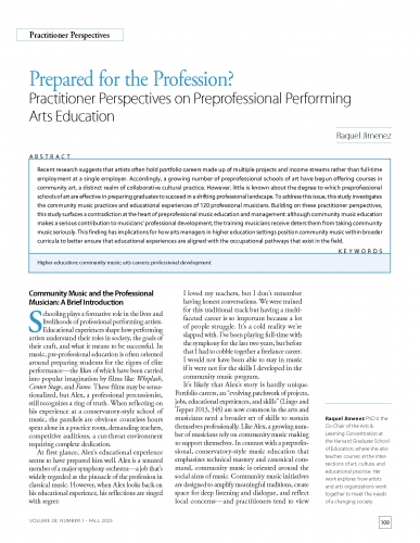 Prepared for the Profession? Practitioner Perspectives on Preprofessional Performing Arts Education