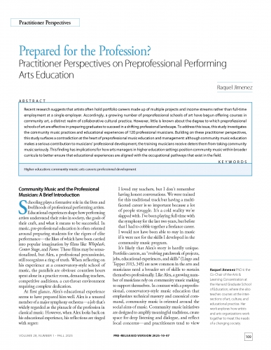 Prepared for the Profession? Practitioner Perspectives on Preprofessional Performing Arts Education