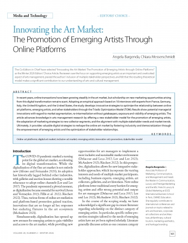 Innovating the Art Market: The Promotion of Emerging Artists Through Online Platforms