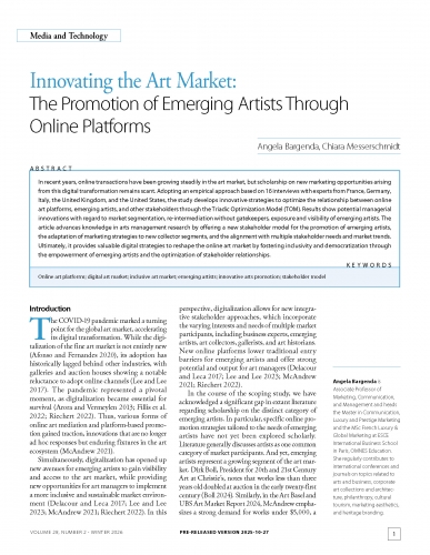 Innovating the Art Market: The Promotion of Emerging Artists Through Online Platforms