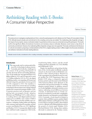 Rethinking Reading with E-Books: A Consumer Value Perspective