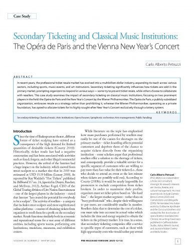 Secondary Ticketing and Classical Music Institutions: The Opéra de Paris and the Vienna New Year’s Concert