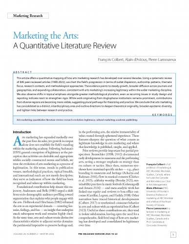 Marketing the Arts: A Quantitative Literature Review