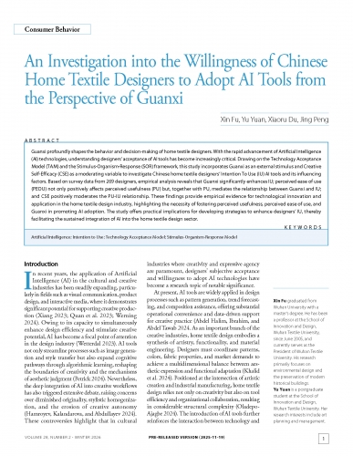 An Investigation into the Willingness of Chinese Home Textile Designers to Adopt AI Tools from the Perspective of Guanxi