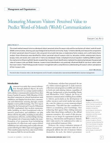 Measuring Museum Visitors’ Perceived Value to Predict Word-of-Mouth (WoM) Communication