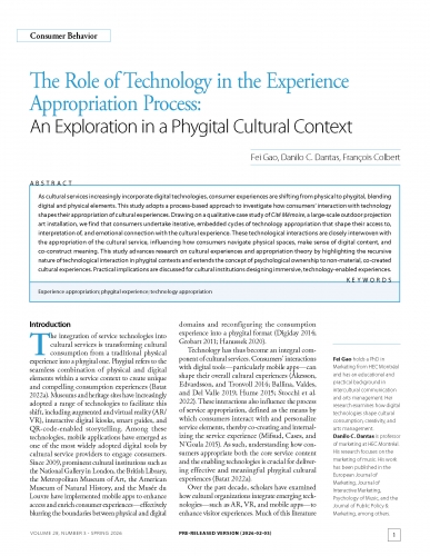 The Role of Technology in the Experience Appropriation Process: An Exploration in a Phygital Cultural Context