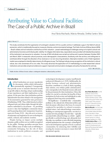 Attributing Value to Cultural Facilities: The Case of a Public Archive in Brazil