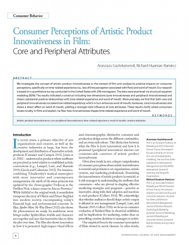 Consumer Perceptions of Artistic Product Innovativeness in Film: Core and Peripheral Attributes