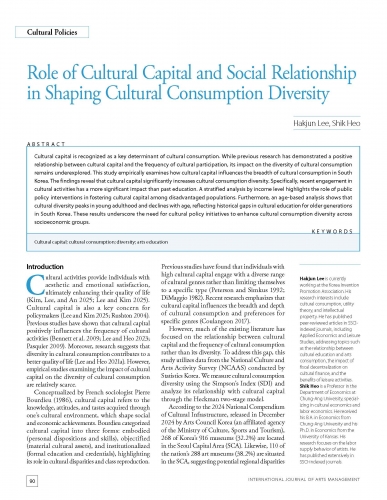 Role of Cultural Capital and Social Relationship in Shaping Cultural Consumption Diversity