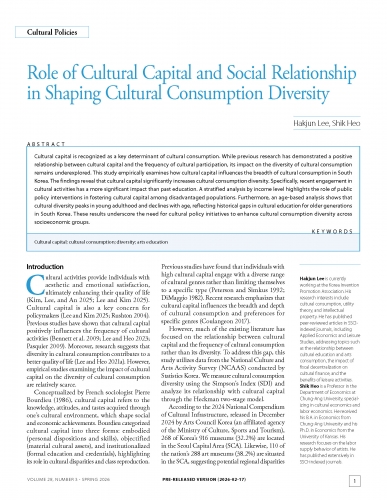 Role of Cultural Capital and Social Relationship in Shaping Cultural Consumption Diversity