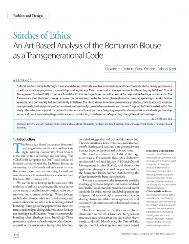 Stitches of Ethics: An Art-Based Analysis of the Romanian Blouse as a Transgenerational Code