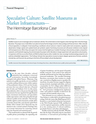 Speculative Culture: Satellite Museums as Market Infrastructures - The Hermitage Barcelona Case