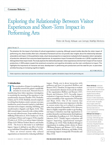 Exploring the Relationship Between Visitor Experiences and Short-Term Impact in Performing Arts